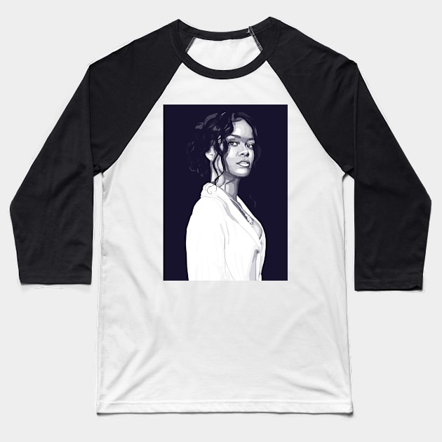 Rihanna Baseball T-Shirt by SiksisArt